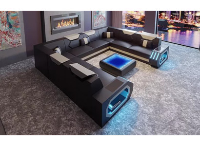 Corner sofa Living landscape Upholstery Corner suite Couch Sofa big xxl with Coffee table new