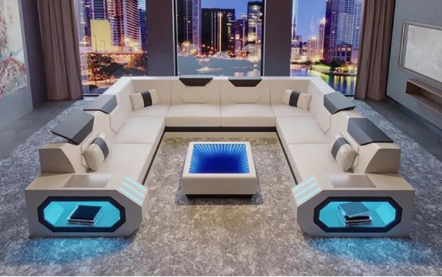 Corner sofa Living landscape Upholstery Corner suite Couch Sofa big xxl with Coffee table new