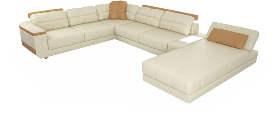 Designer Leather Fabric Seat Modern Corner sofa U-shape Living room Design Couch Upholstery