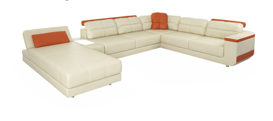 Designer Leather Fabric Seat Modern Corner sofa U-shape Living room Design Couch Upholstery