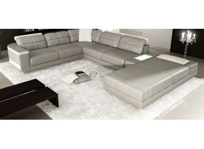 Living landscape Corner sofa Couch Gray Leather Upholstery Seat Corner Sofa U-shape Sofas new