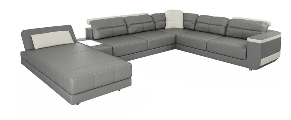 Living landscape Corner sofa Couch Gray Leather Upholstery Seat Corner Sofa U-shape Sofas new
