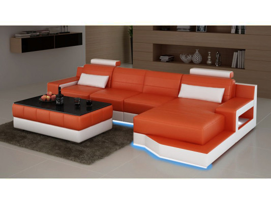 Leather sofa sofa USB living area bed function new Echsofa new custom-made
