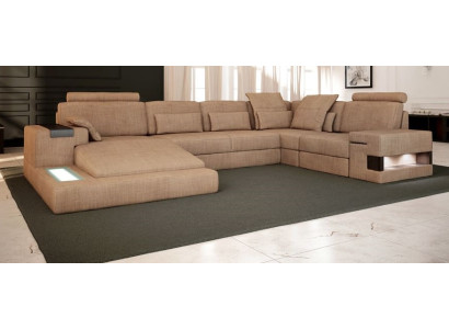 U-shape Upholstery Couches Textile Design Illuminated Living landscape Corner sofa Sofa Couch