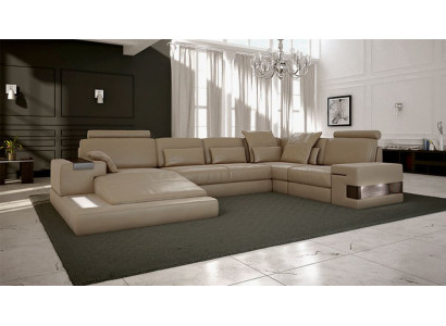 Living landscape Leather Design Corner sofa U-shape Sofa Bed function Couch Textile Sofas