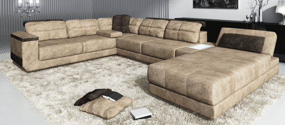 Living landscape Couch Upholstery Corner sofa Leather sofa Designer Sofa U-shape Couches new