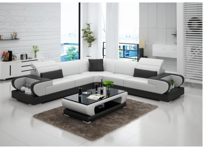 Leather sofa Couch Living landscape Corner sofa Corner Suite Design Modern Sofa G8002B