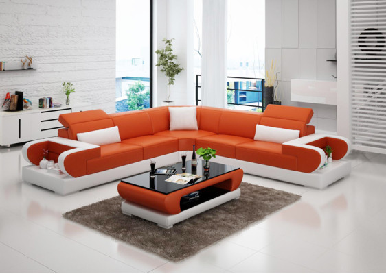 Leather sofa Couch Living landscape Corner sofa Corner Suite Design Modern Sofa G8002B