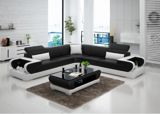 Leather sofa Couch Living landscape Corner sofa Corner Suite Design Modern Sofa G8002B