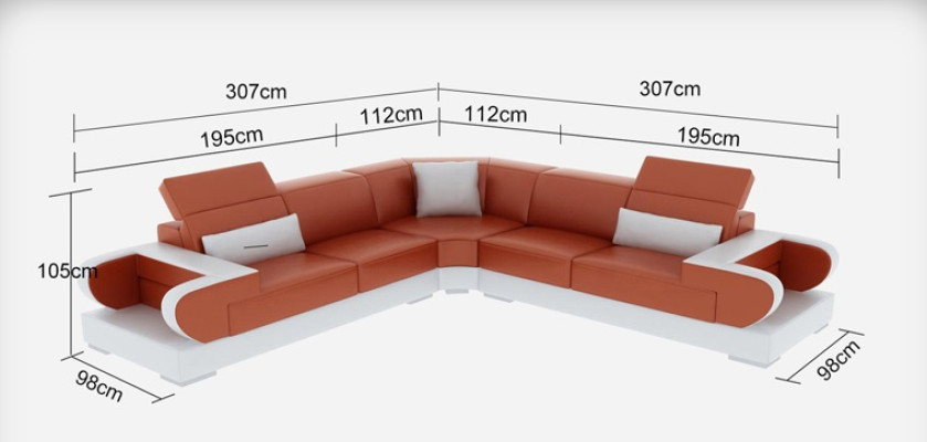 Leather sofa Couch Living landscape Corner sofa Corner Suite Design Modern Sofa G8002B