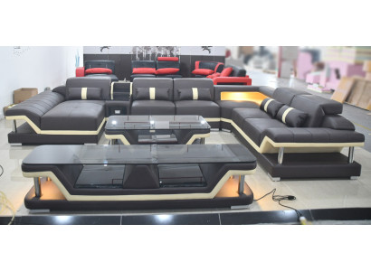 Modern Design Living landscape Sofa Corner sofa Upholstery Couch TV cabinet Coffee table Leather