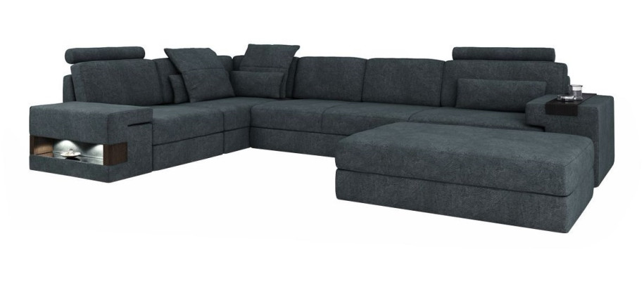 Design Sofa Couch Corner with Stool Upholstered furniture Living room L-shape Modern Luxury