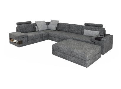Living room L-shape modern elegant design couch corner sofa stool upholstered furniture new