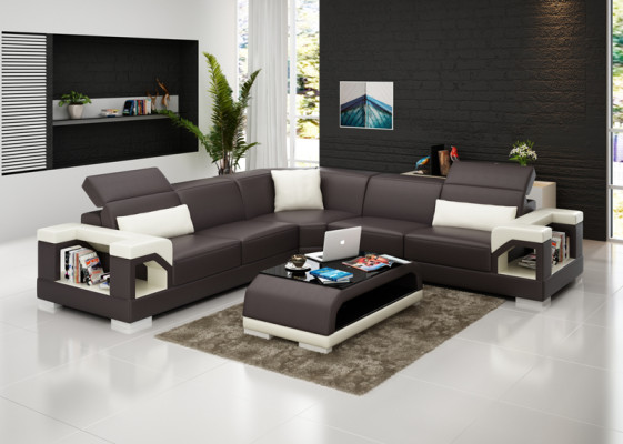 Leather sofa Couch Living landscape Corner sofa Eck Suite Design Modern Sofa with USB