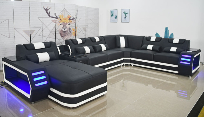 Living landscape Couch Textile Leather Sofas Upholstery Corner sofa Design Corner sofa U-shape