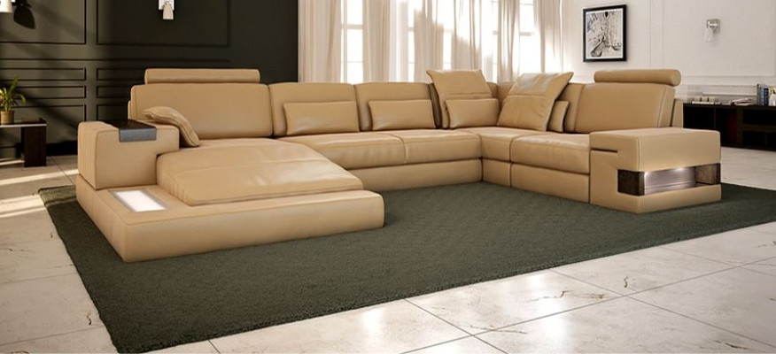 Design Upholstery Modern Leather Bed function new Fabric Corner sofa U-shape Sofa Couch