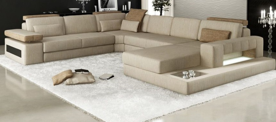 Living landscape U-shape Corner sofa Sofa Couch Upholstery Corner Beautiful XXL Fabric
