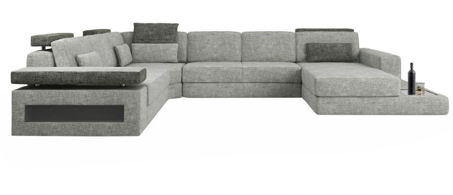 Living landscape Couch Corner U-shape Sofa Corner sofa Corner sofa XXL Fabric Upholstery