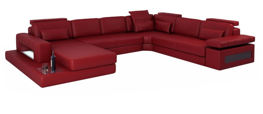 Corner sofa in U-shape made from high-quality premium leather fiber fabric