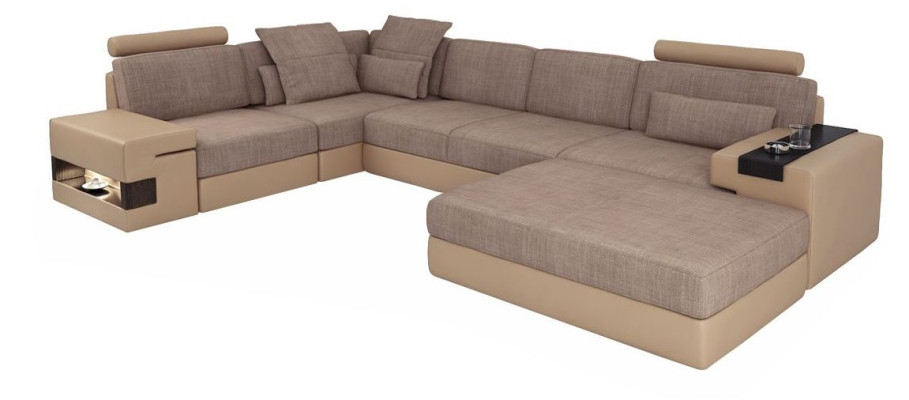 Modern Sofa Corner Set L-shape Padded Seats Couch Living landscape Stool Furniture