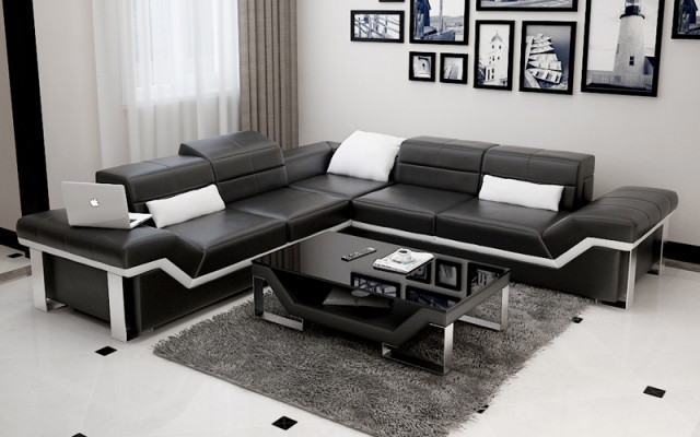 Leather sofa USB Living landscape Corner sofa Corner Suite Design Sofa Couch K5007B new