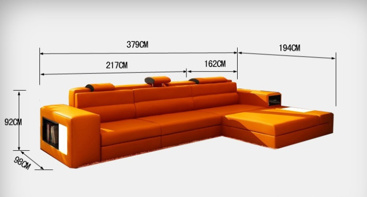Leather sofa with USB Living landscape Corner sofa Eck Suite Design Modern Sofa B2006B