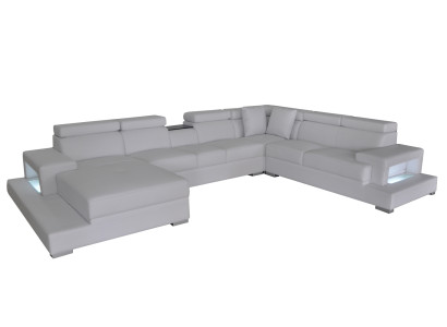 Leather Upholstery Seat Room Corner Living Sofa Couch XXL Designer Suite Sofas +USB