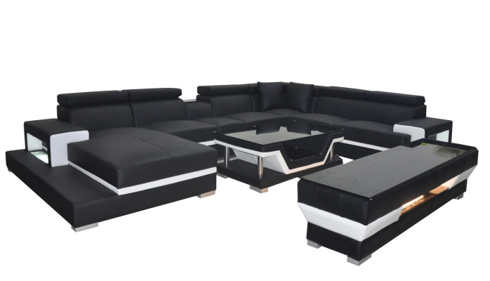 Design Leather Upholstery Seat Room Corner Living Sofa Couch Designer Suite