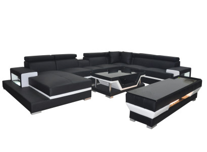 Design Leather Upholstery Seat Room Corner Living Sofa Couch Designer Suite