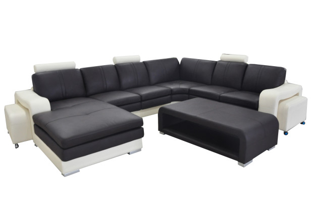 Leather Corner Sofa +USB,Couch Upholstery Seat Furniture Suite Landscape Modern Design