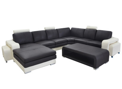 Leather Corner Sofa +USB,Couch Upholstery Seat Furniture Suite Landscape Modern Design
