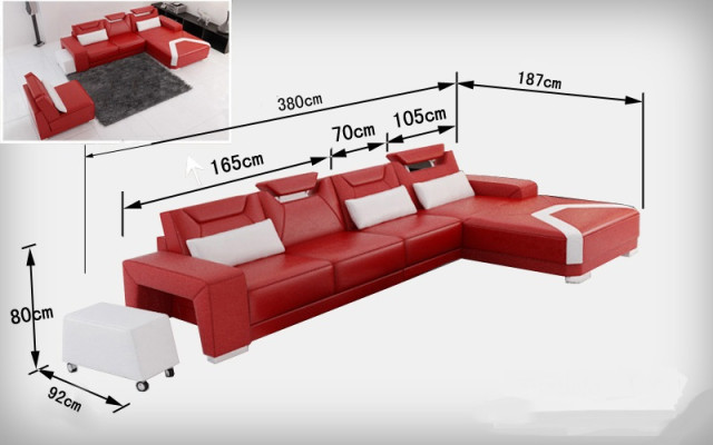 Leather sofa Couch Living landscape Corner sofa Corner Suite Design Modern Sofa F3011C