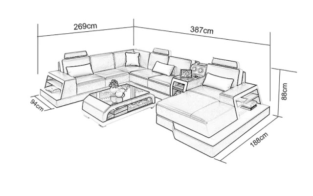 Living landscape Corner sofa Sofa Design Couch Sofas Corner suite Couches Table 2pcs.