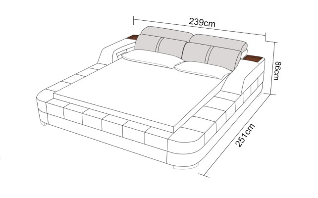 Luxury Waterbed Double Multifunction s Bed Upholstery + USB Water Beds 180x200