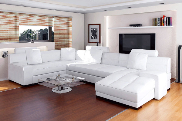 Leather sofa with USB Living landscape Corner sofa Eck Suite Design Modern Sofa A1111