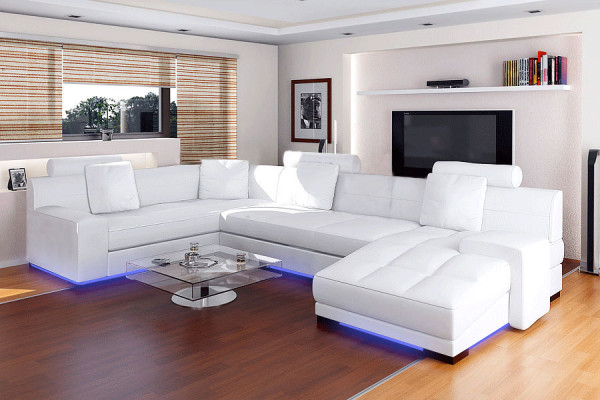 Leather sofa with USB Living landscape Corner sofa Eck Suite Design Modern Sofa A1111