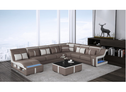 Luxury Sofa Corner sofa Design Living landscape Sofas Couch Corner suite + Light + USB