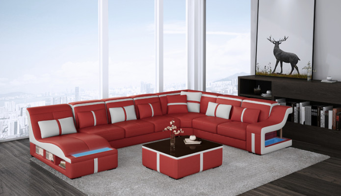 Luxury Sofa Corner sofa Design Living landscape Sofas Couch Corner suite + Light + USB