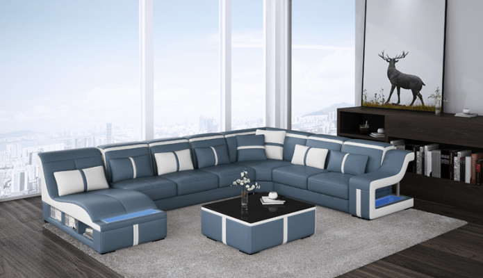 Luxury Sofa Corner sofa Design Living landscape Sofas Couch Corner suite + Light + USB