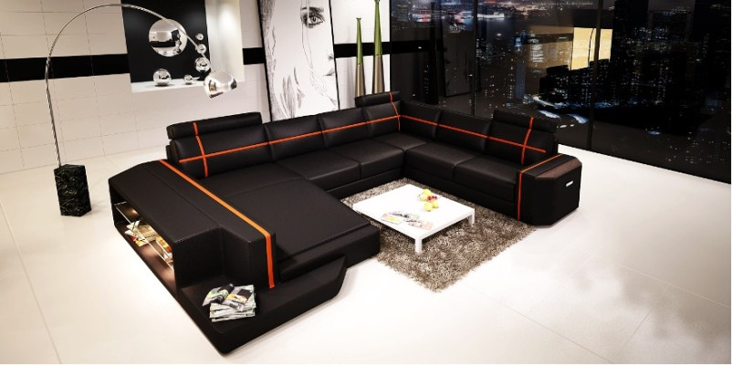 Our modern U-shaped leather sofa in an exquisite designer style