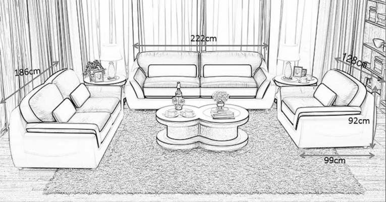 Sofa set 321 Table Stool Sideboard Living landscape Couches Sofa Couch 7 pieces.