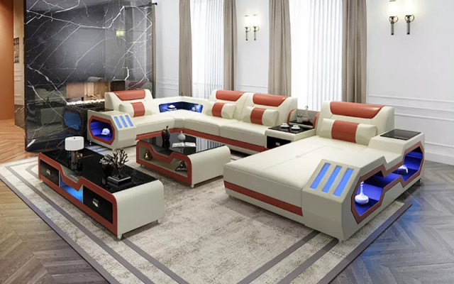 Design Corner suite Corner sofa Sofa Couch Sofas Couches Table 2-piece. Living landscape