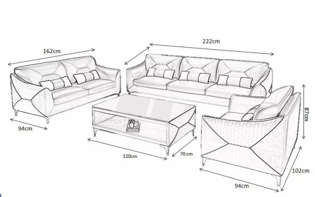 Modern Sofa Sofa set 321 Seater Coffee table Sets Leather Group 4pcs