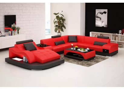 Corner sofa U-shape Armchair Coffee table Modern sofa Leather sofa Corner sofa Upholstery 2-piece set