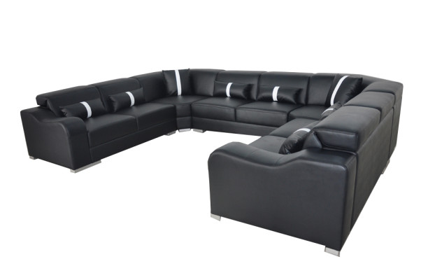Leather Sofa Couch USB Upholstery Corner Suite Modern Living landscape U-shape Design