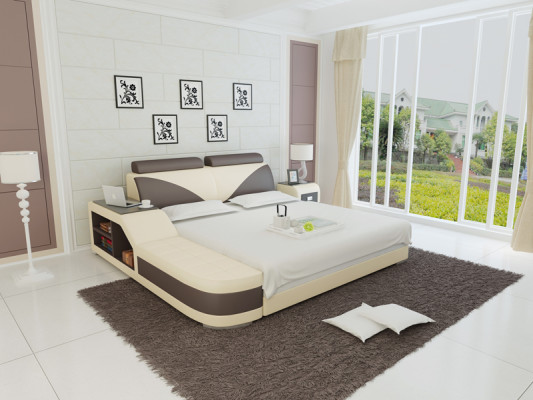 Waterbed Hotel Double bed Beds Complete leather bed, bed padded water + USB