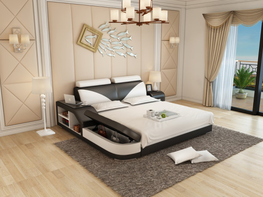 Waterbed Hotel Double bed Beds Complete leather bed, bed padded water + USB