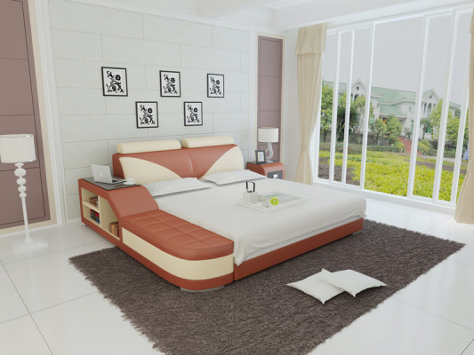 Waterbed Hotel Double bed Beds Complete leather bed, bed padded water + USB