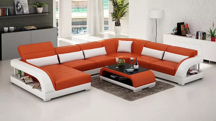 Corner sofa U-shape Modern sofa Leather sofa Couches Upholstery Designer sofas Table 2-piece