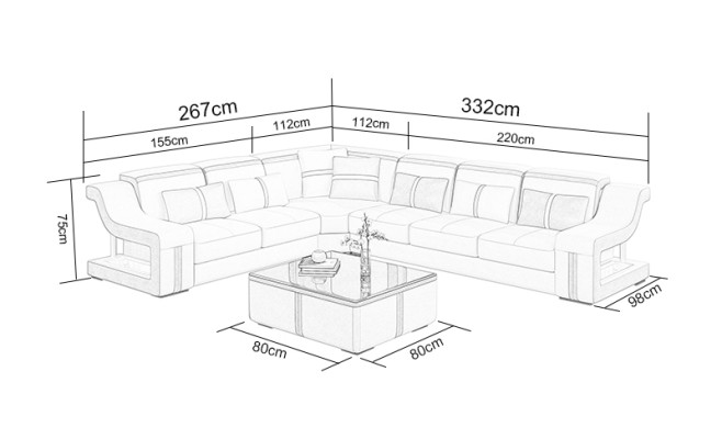 XXL Corner sofa Sofa with USB Corner Living room couch Sofa Couch Table Upholstery Seat Leather